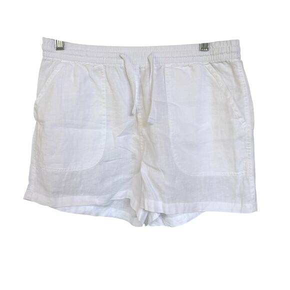 NWT Quince White Linen Mini Shorts Pull On Beach Vacation Elastic Waist Medium - Picture 1 of 8